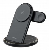 LDNIO ασύρματος φορτιστής WL02 με LED φωτισμό, 3 σε 1, 15W, μαύρος 6933138602416
