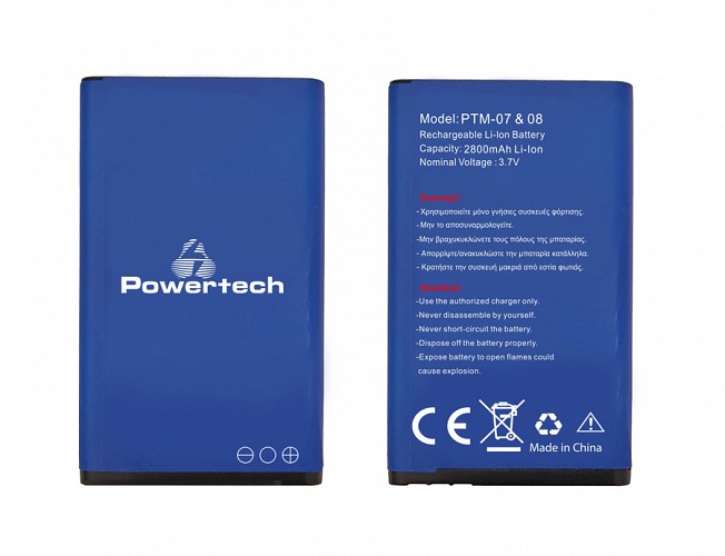 POWERTECH Μπαταρία αντικατάστασης για τα κινητά PTM-07 & 08, 2800mAh PTM7-BAT