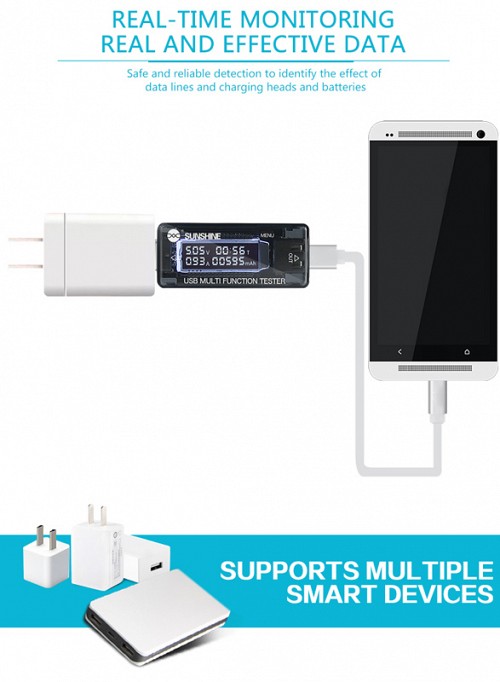 SUNSHINE USB tester φόρτισης SS-302A, V/A/Time/mAh SS-302A