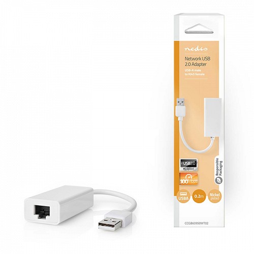 Καλώδιο-αντάπτορας δικτύου USB High Speed Α αρσ. - RJ45 θηλ., 0,20m σε λευκό χρώμα NEDIS CCGB60950WT02