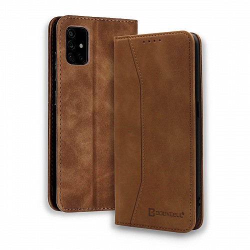 Bodycell Book Case Pu Leather Samsung A51 Brown