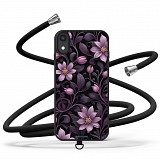 Samsung A025 Galaxy A02s - CrossBody Strap Θήκη με Universal Λουράκι Κινητού και σχέδιο Flower