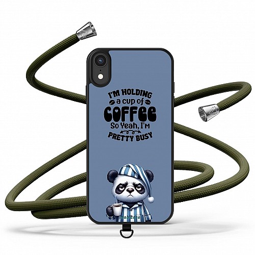 Xiaomi Poco M3 Pro 5G    CrossBody Strap   Θήκη με Universal Λουράκι Κινητού και σχέδιο Coffee